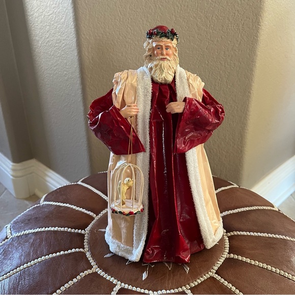 Silvestri SANTA Paper Mache Tree Topper 11 in Father Christmas Holding 2 Doves - Picture 12 of 12